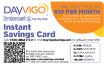 Financial assistance savings card